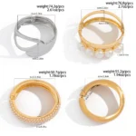 Wide Bracelet with Gold-Tone Drop Design — Image 6