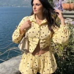 Polka Dot Set: Stand Collar Top and Pleated Shorts — Image 3