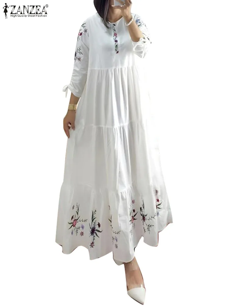 Floral Abaya with Three-Quarter Sleeves