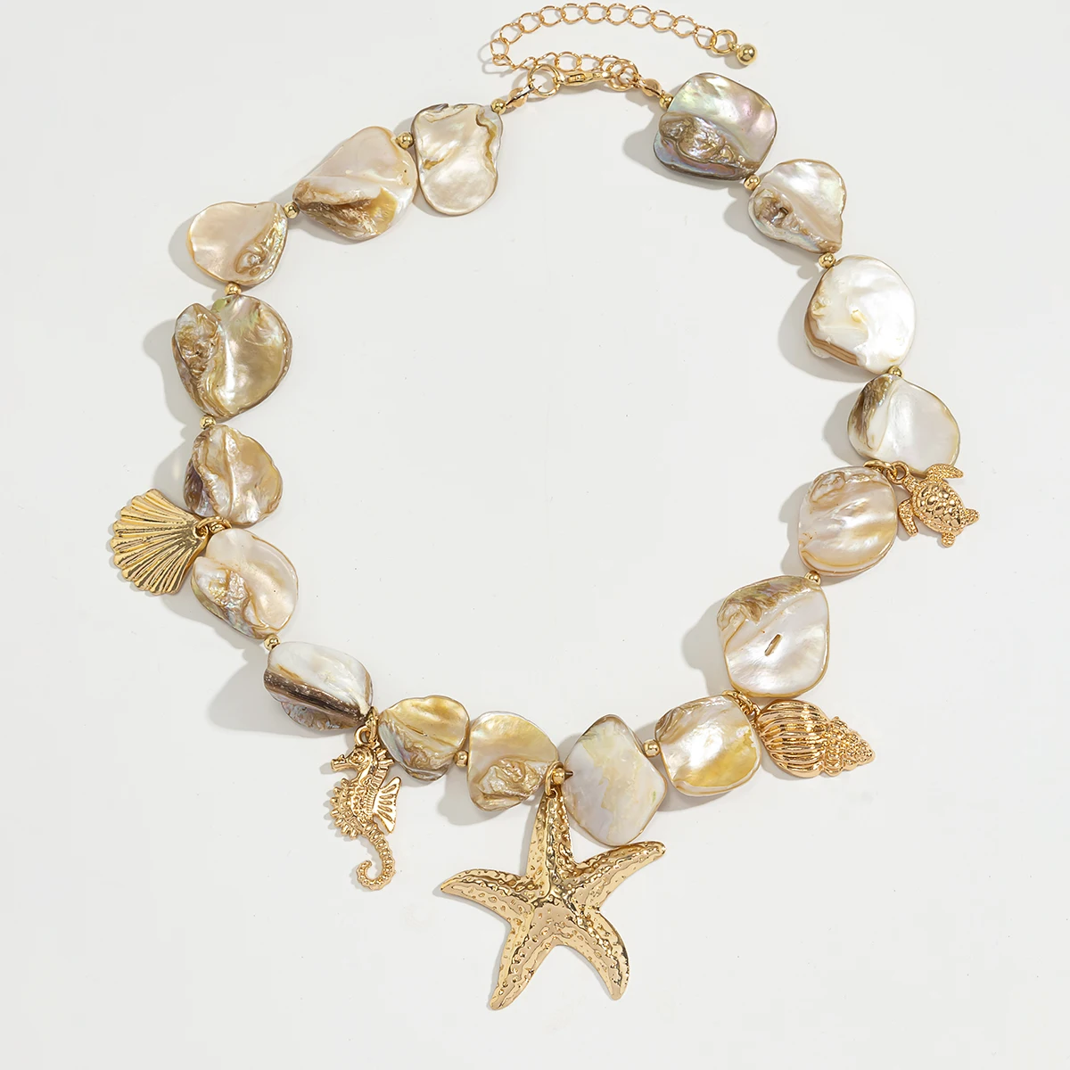 Boho Summer Asymmetric Necklace with Chain — Image 15