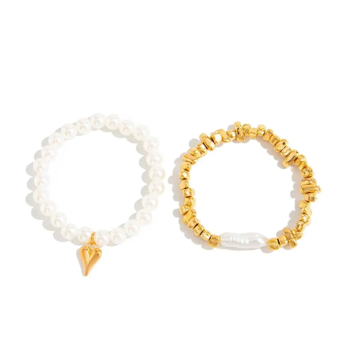 2-Piece Faux Pearl Bracelet Set