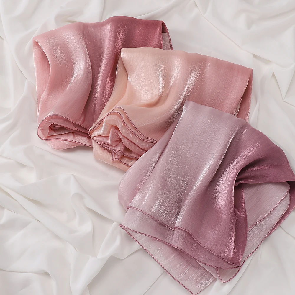 Two-Tone Shiny Satin Shawl