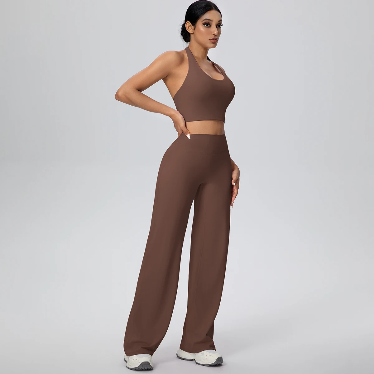 2-Piece Halter Neck Sports Set with High Waist Pants