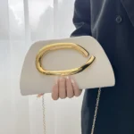 حقيبة سهرة صندوقية بإبزيم ذهبي