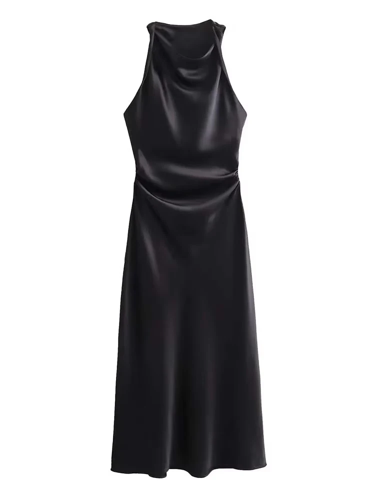 Strappy Satin Midi Dress
