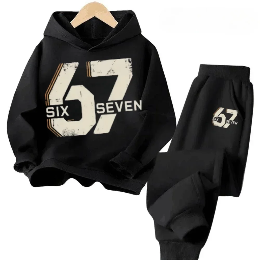 Kids' Contrast Color Hoodie Set