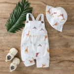 Baby Sleeveless Animal Print Romper Set
