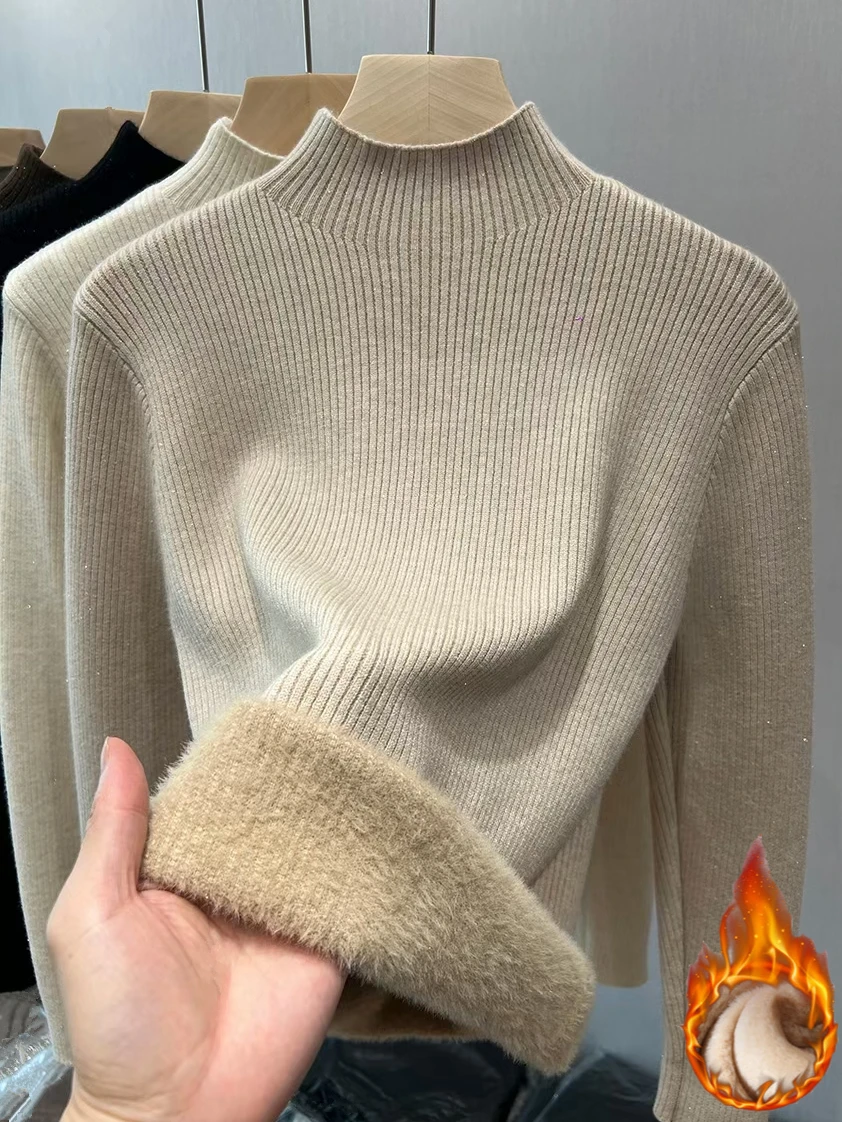 Elegant Velvet Turtleneck Winter Sweater