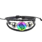 Braided Leather Bracelet with Glass Stone — Image 2
