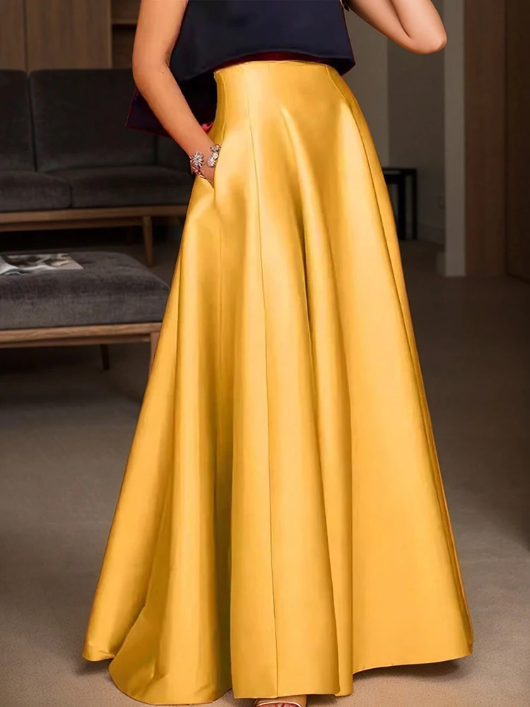 Elegant Satin A-Line Skirt