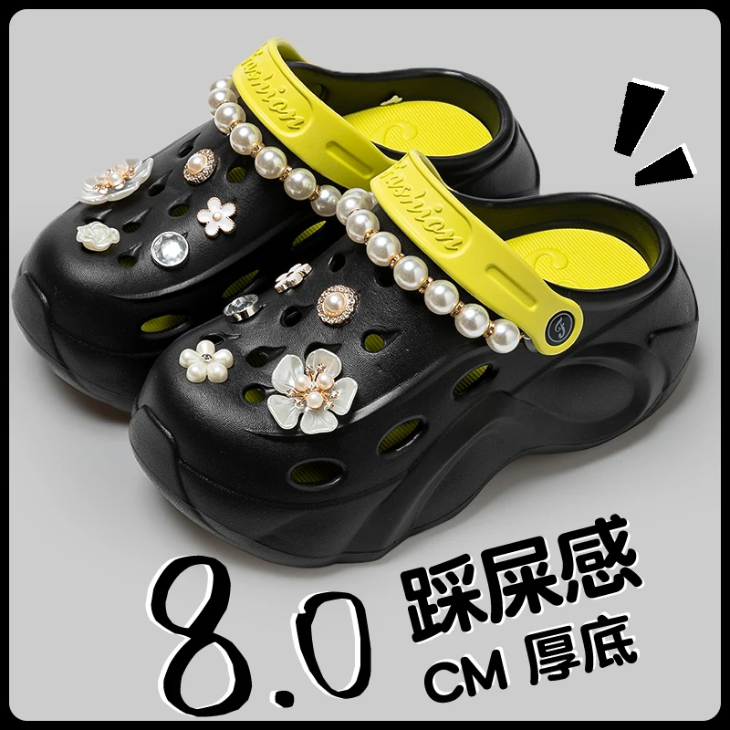 Pearl Summer Heels with Chain