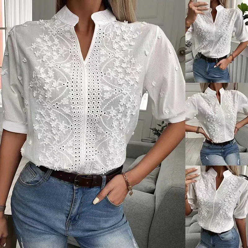 Elegant Short Sleeve Summer Blouse