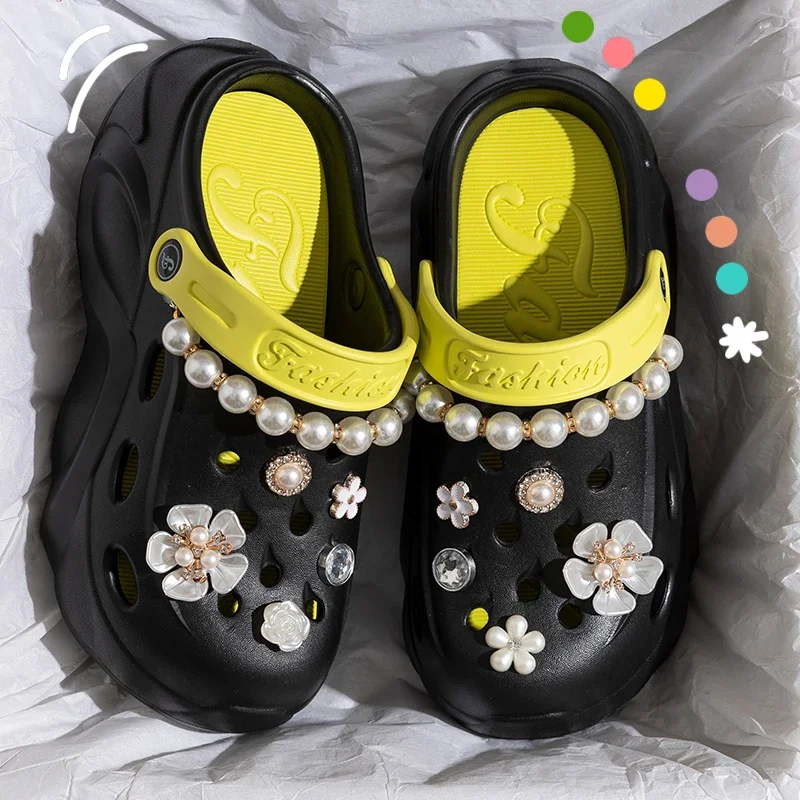 Pearl Summer Heels with Chain