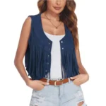 Suede-Feel Vest with Fringe and Studs — Image 5