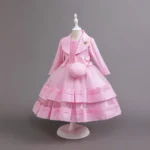 Girls' Green Dress with Coat and Bag — Image 4