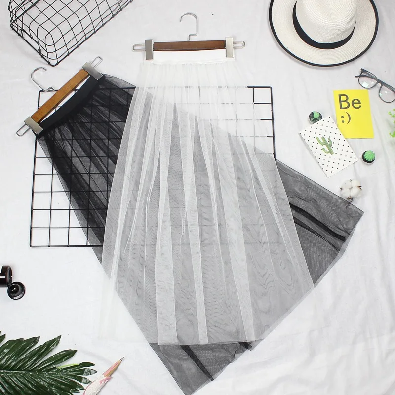 Long Sheer Mesh Summer Skirt
