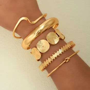 5-Piece Multi-Layer Geometric Bracelet Set