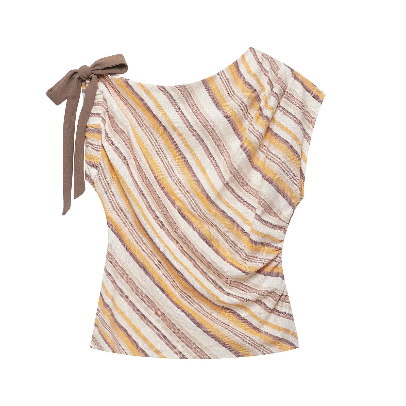 Striped Set: Sleeveless Bow Top and Wide-Leg Pants