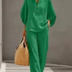 Linen-Feel Set with Wide Sleeves and Elastic-Waist Pants — Image 2