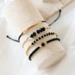 طقم أربع أساور بحجر أسود — صورة 3