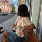 V-Neck Satin Top with Lace — Image 5
