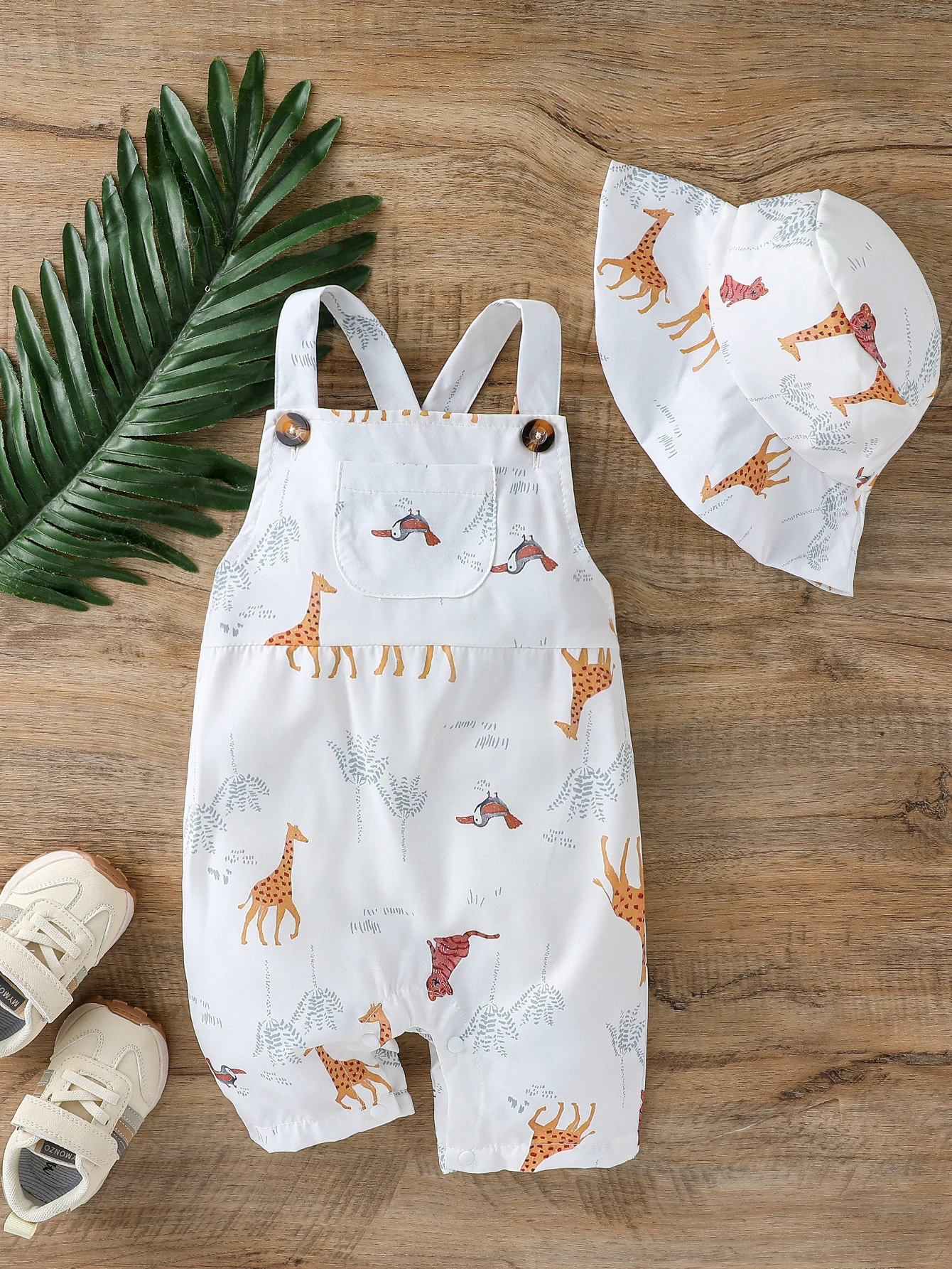 Baby Sleeveless Animal Print Romper Set