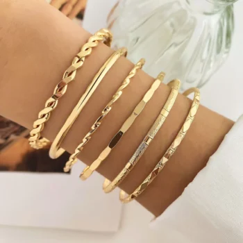 Simple Gold-Tone Layered Bracelet Set