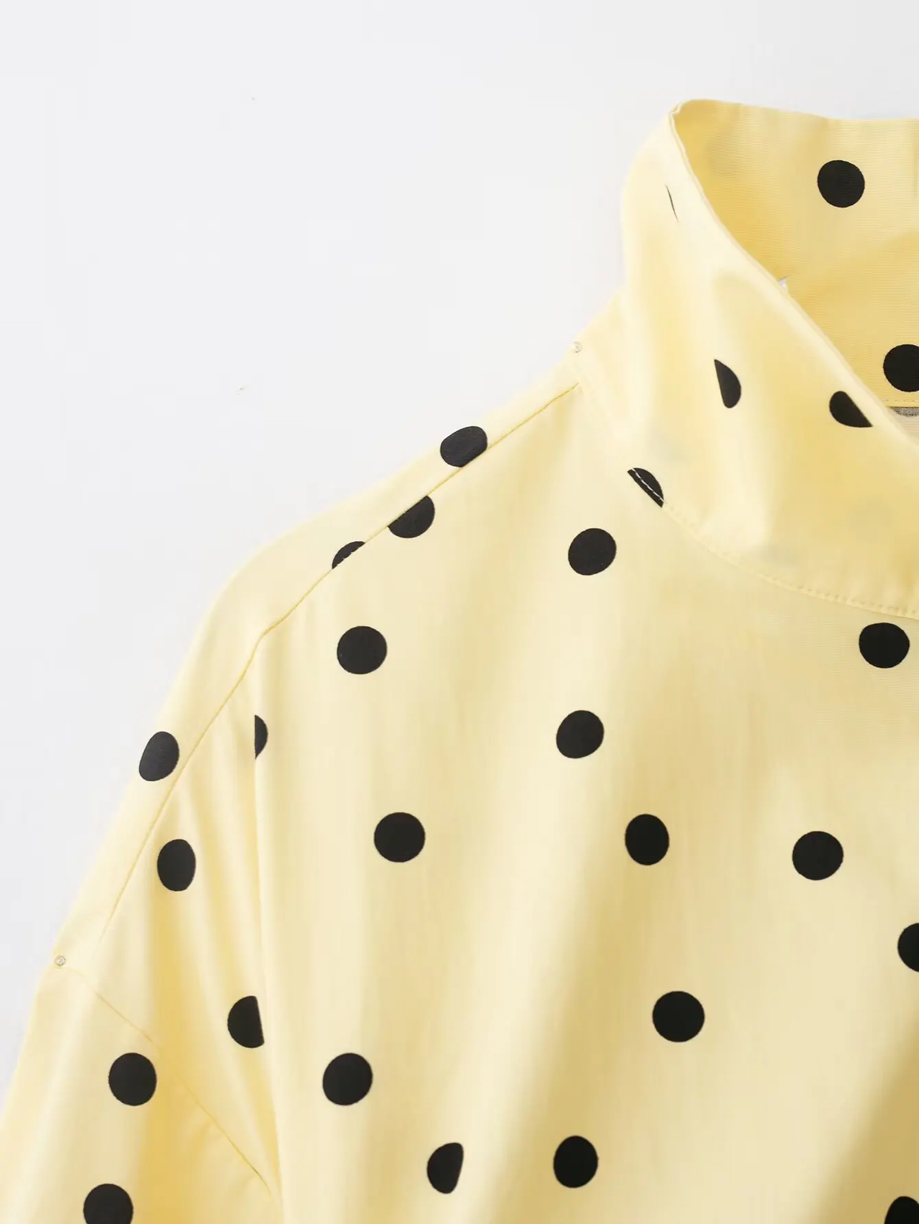 Polka Dot Set: Stand Collar Top and Pleated Shorts