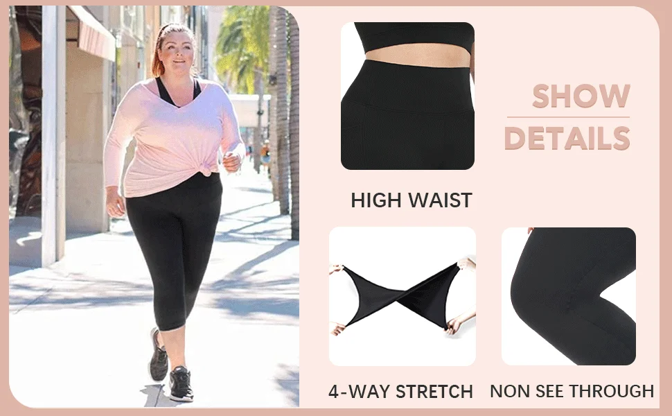 Plus Size High Waist Capri Leggings