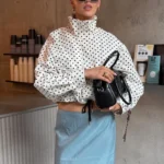 Short Polka Dot Autumn Coat — Image 3