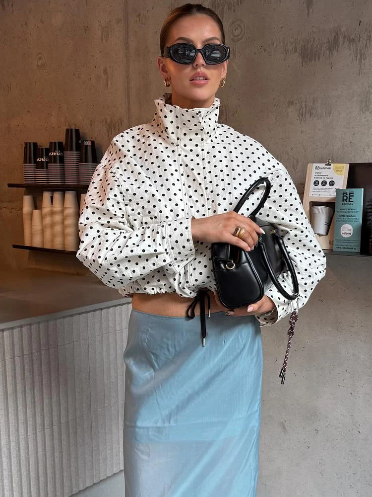 Short Polka Dot Autumn Coat