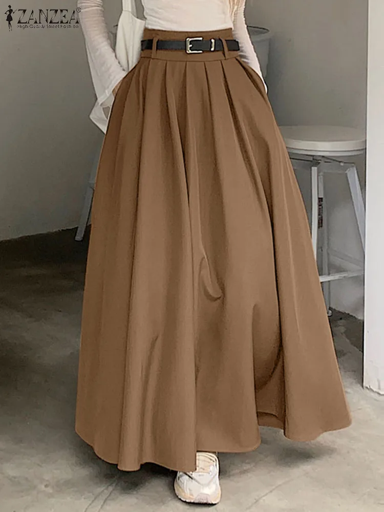 High Waist Pleated Skirt with Wide Swing