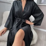 Mid-Calf Long Sleeve Printed House Robe — Image 6