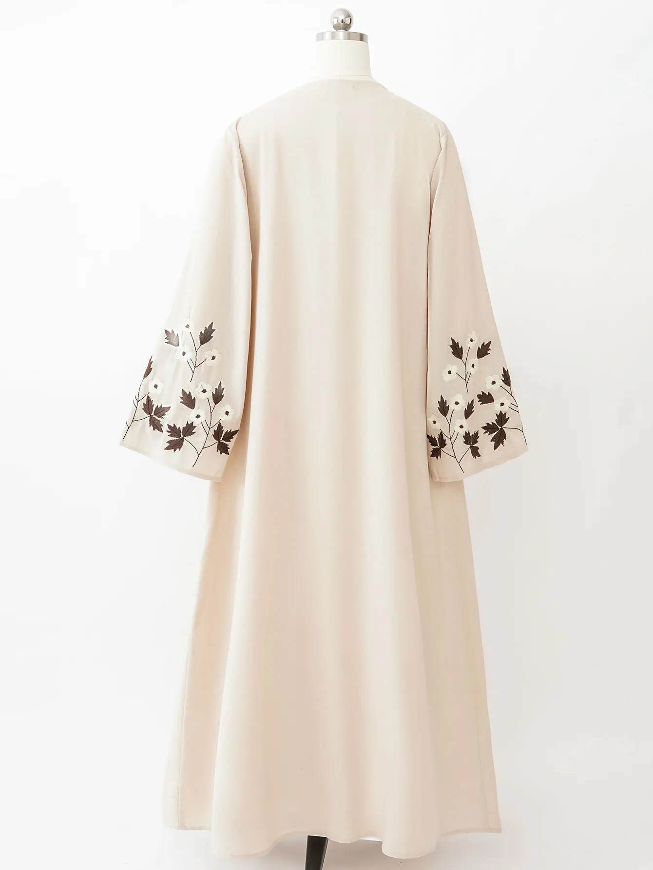 Apricot Abaya with Embroidered Cuffs