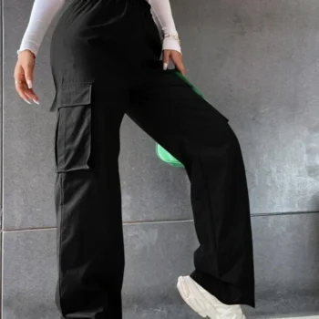 Solid Pants with Pocket