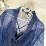 Sleep Set with Strappy Nightgown and Light Lace Robe — Image 4