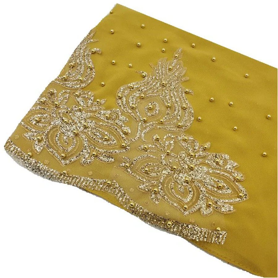 Chiffon Headscarf with Beads and Gold Shimmer — Image 22