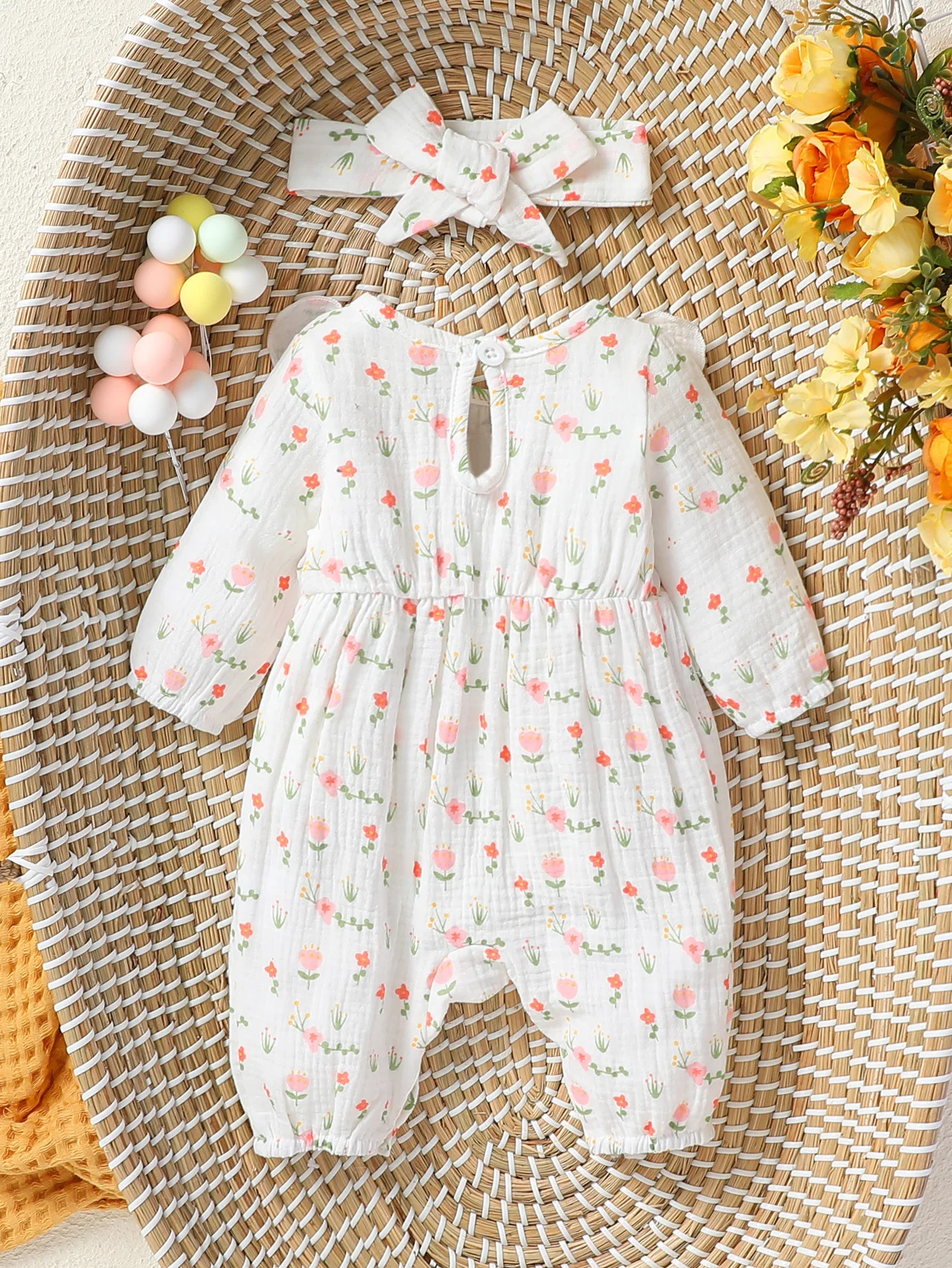 Baby Long Sleeve Floral Romper