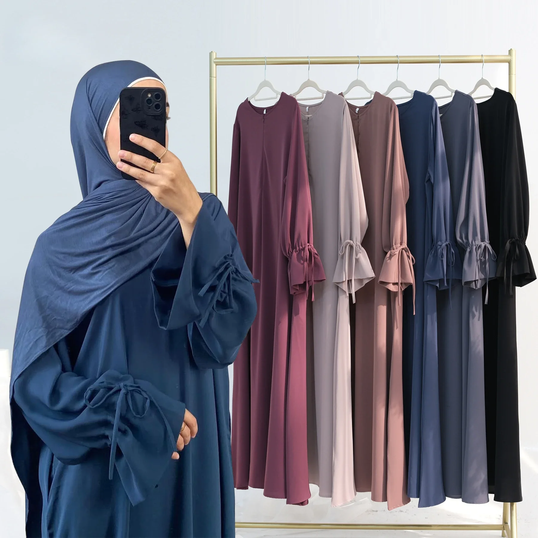 Solid Black Abaya with Waist Tie