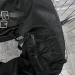Black Leather-Feel Jacket with Front Buttons and Pockets — Image 5