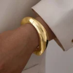 Wide Minimalist Gold-Tone Bracelet — Image 6
