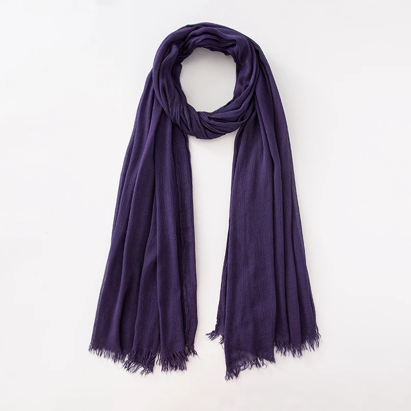 Solid Cotton Hijab with Fringe — Image 37
