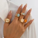 طقم خمسة خواتم معدنية غير منتظمة — صورة 3