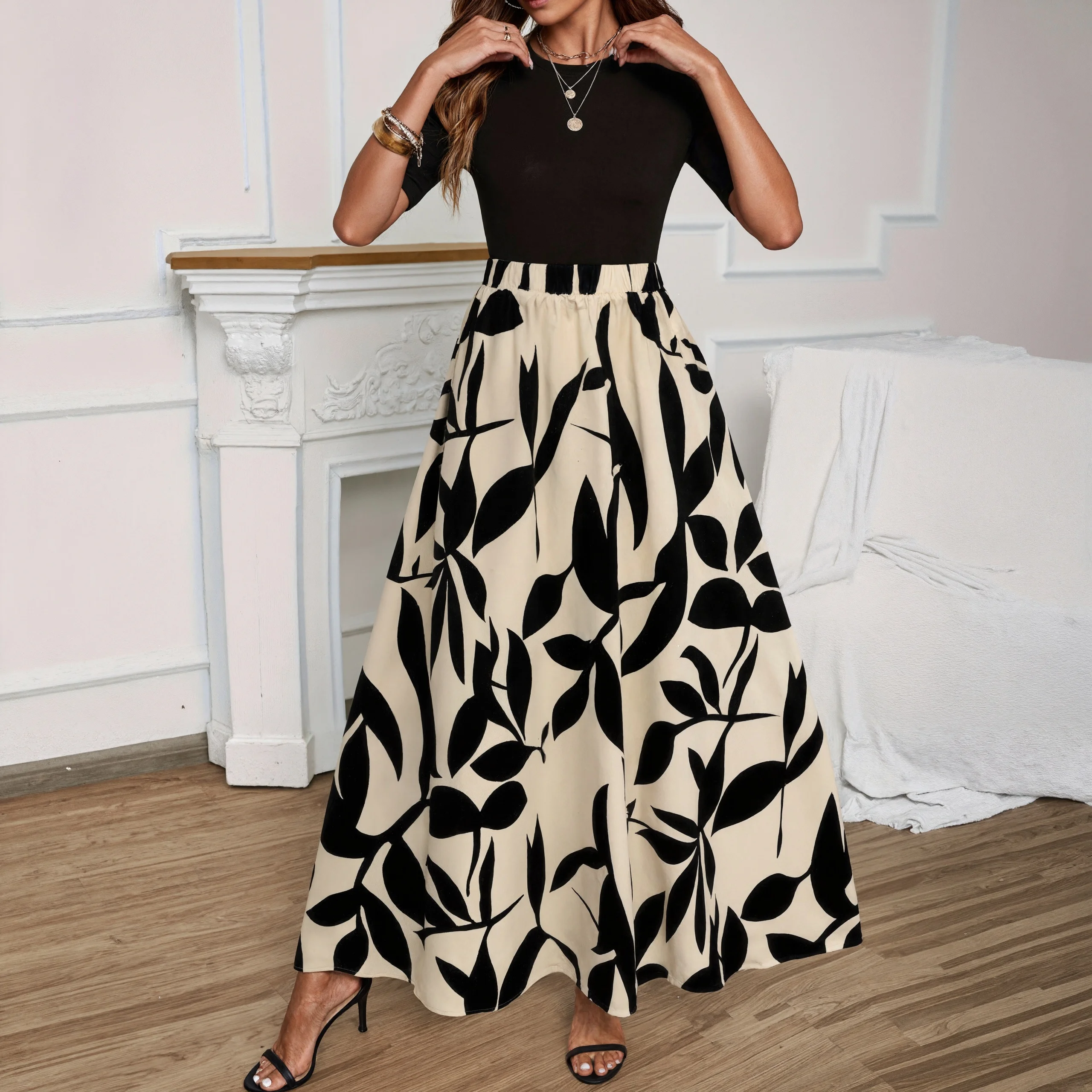 Maxi Skirt with High Elastic Waist
