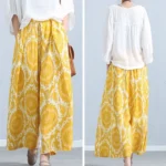 Ankle-Length Printed Wide-Leg Pants with Elastic Waist — Image 6