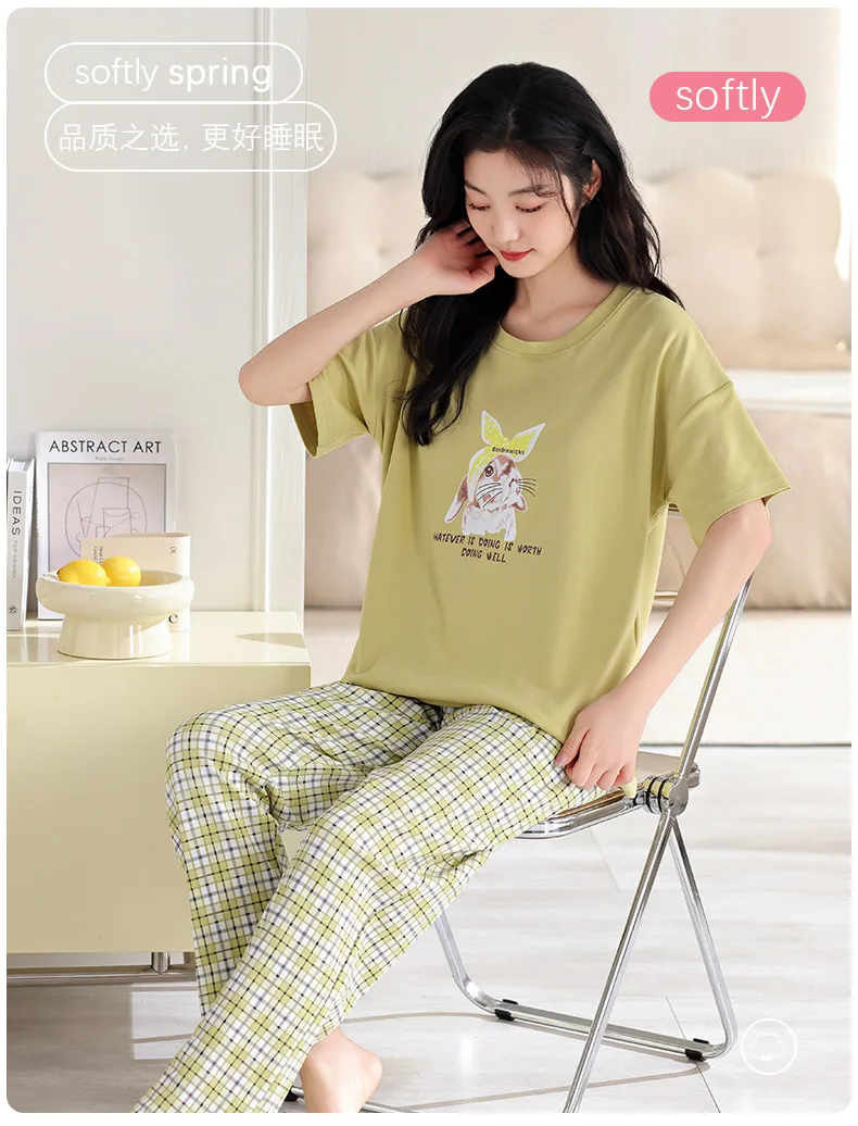 3-Piece Cotton Short Sleeve Summer Sleepwear — Image 10