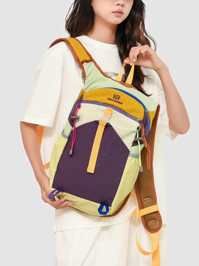 Multi-Pocket Contrast Color Backpack — Image 13