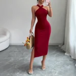 فستان سهرة بلا أكمام ورقبة هالتر — صورة 4