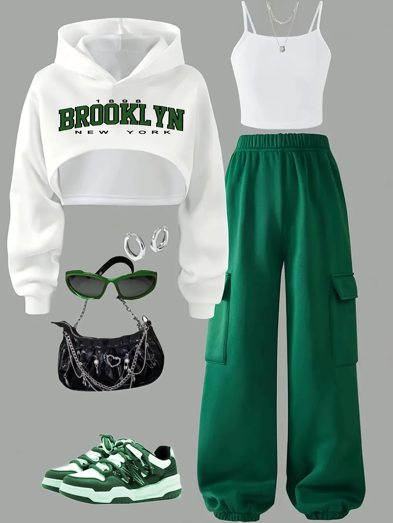Girls' 3-Piece Set with Cropped Hoodie