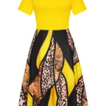 Elegant Floral Short Sleeve A-Line Formal Dress — Image 3